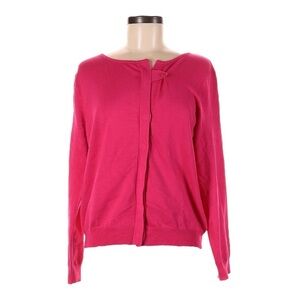 Galeries Lafayette Pink Cardigan Sweater M Covered Button Parisian Style NWT